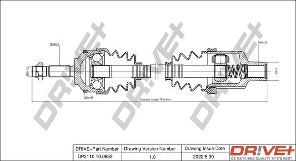 Dr!ve+ DP2110.10.0852 - Приводной вал autospares.lv