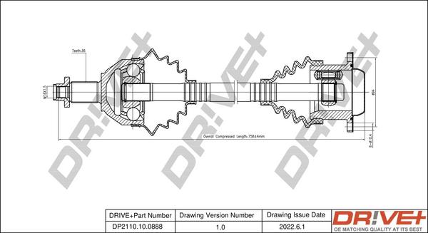 Dr!ve+ DP2110.10.0888 - Приводной вал autospares.lv