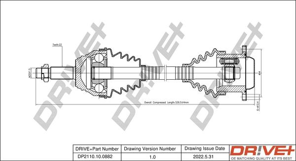 Dr!ve+ DP2110.10.0882 - Приводной вал autospares.lv