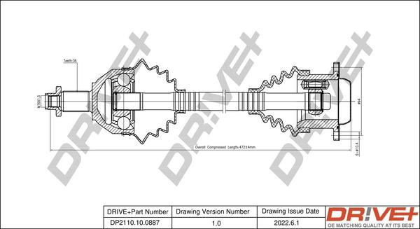 Dr!ve+ DP2110.10.0887 - Приводной вал autospares.lv