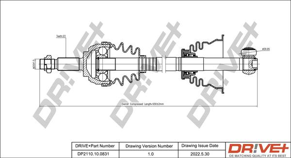 Dr!ve+ DP2110.10.0831 - Приводной вал autospares.lv