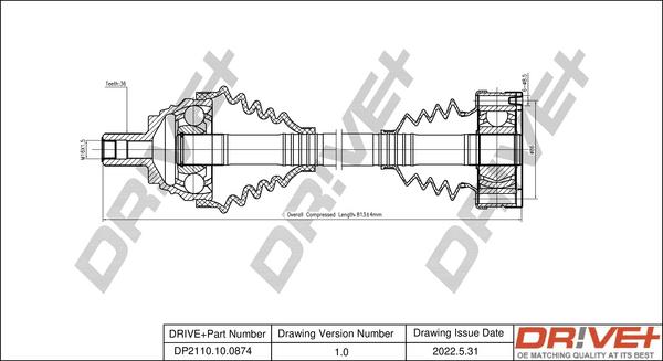 Dr!ve+ DP2110.10.0874 - Приводной вал autospares.lv