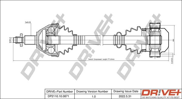 Dr!ve+ DP2110.10.0871 - Приводной вал autospares.lv