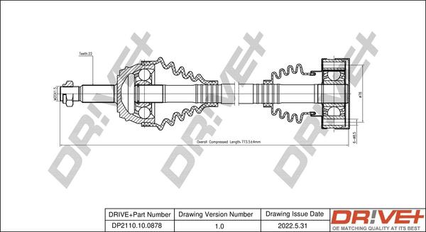 Dr!ve+ DP2110.10.0878 - Приводной вал autospares.lv