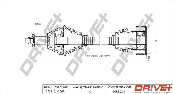 Dr!ve+ DP2110.10.0872 - Приводной вал autospares.lv