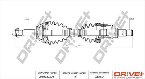 Dr!ve+ DP2110.10.0349 - Приводной вал autospares.lv