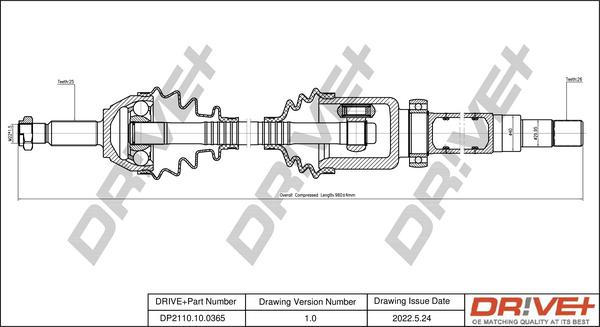 Dr!ve+ DP2110.10.0365 - Приводной вал autospares.lv