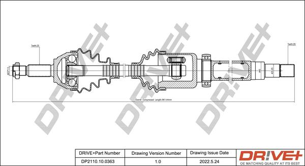 Dr!ve+ DP2110.10.0363 - Приводной вал autospares.lv