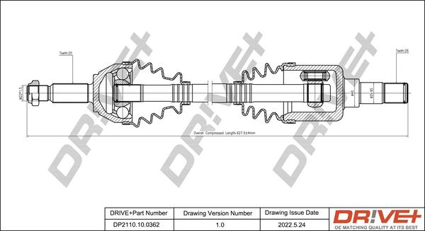 Dr!ve+ DP2110.10.0362 - Приводной вал autospares.lv