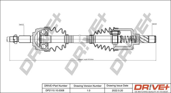 Dr!ve+ DP2110.10.0308 - Приводной вал autospares.lv