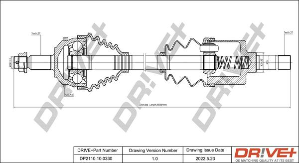 Dr!ve+ DP2110.10.0330 - Приводной вал autospares.lv