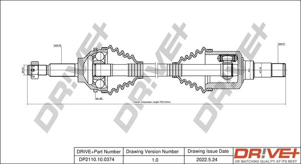 Dr!ve+ DP2110.10.0374 - Приводной вал autospares.lv