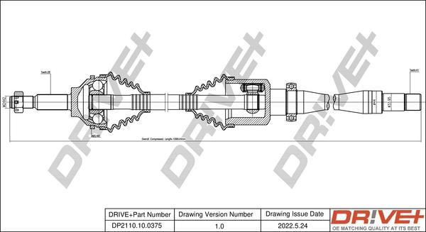 Dr!ve+ DP2110.10.0375 - Приводной вал autospares.lv