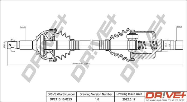 Dr!ve+ DP2110.10.0293 - Приводной вал autospares.lv