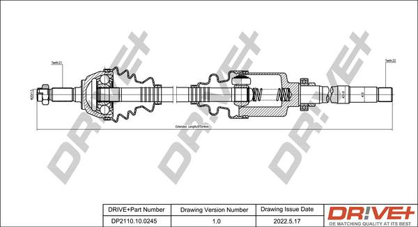 Dr!ve+ DP2110.10.0245 - Приводной вал autospares.lv