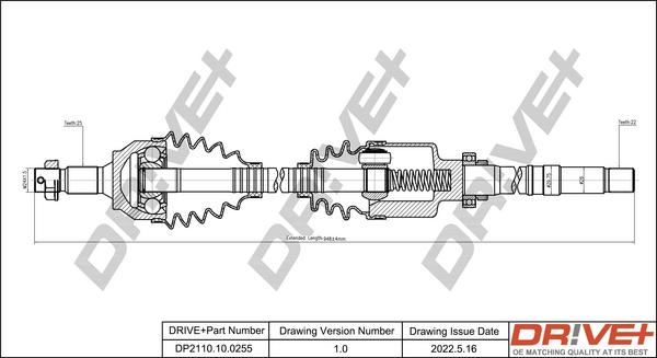 Dr!ve+ DP2110.10.0255 - Приводной вал autospares.lv