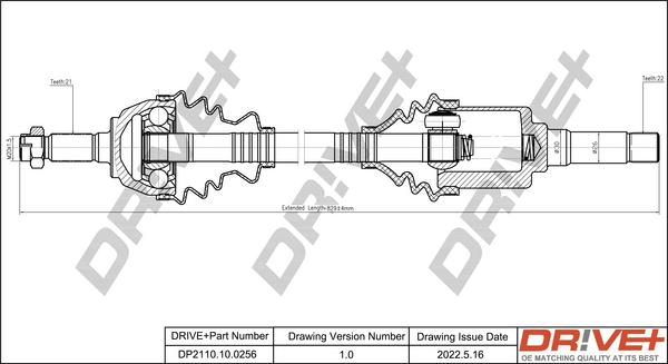 Dr!ve+ DP2110.10.0256 - Приводной вал autospares.lv