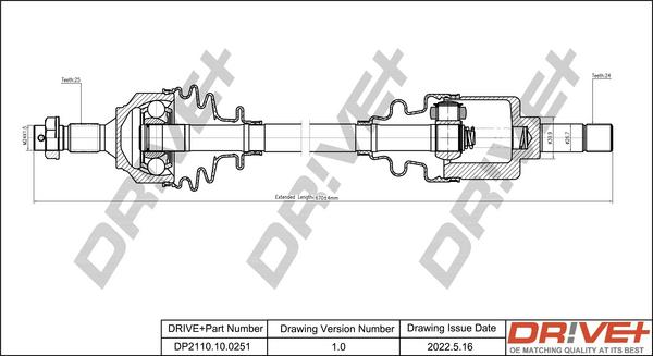 Dr!ve+ DP2110.10.0251 - Приводной вал autospares.lv