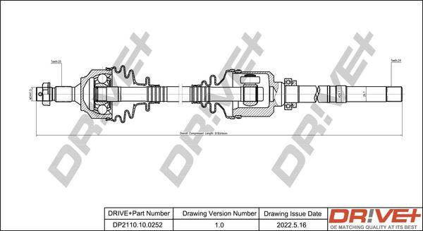 Dr!ve+ DP2110.10.0252 - Приводной вал autospares.lv