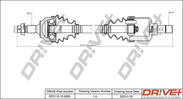 Dr!ve+ DP2110.10.0265 - Приводной вал autospares.lv