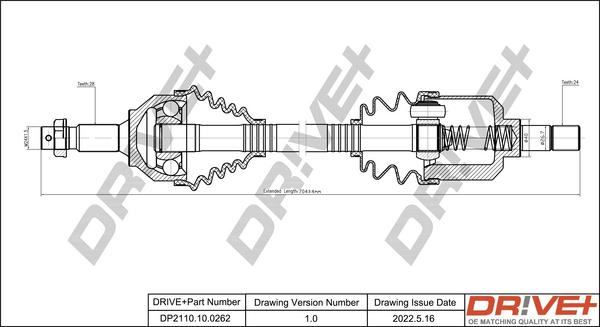 Dr!ve+ DP2110.10.0262 - Приводной вал autospares.lv