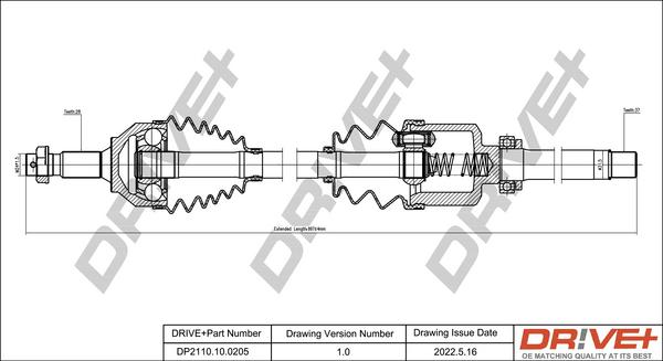 Dr!ve+ DP2110.10.0205 - Приводной вал autospares.lv