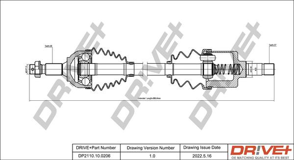 Dr!ve+ DP2110.10.0206 - Приводной вал autospares.lv