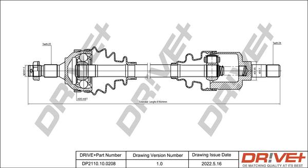 Dr!ve+ DP2110.10.0208 - Приводной вал autospares.lv