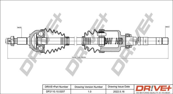 Dr!ve+ DP2110.10.0207 - Приводной вал autospares.lv