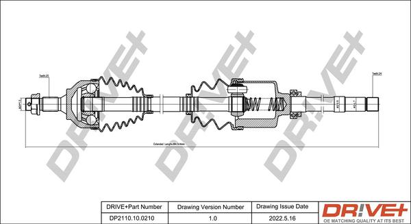 Dr!ve+ DP2110.10.0210 - Приводной вал autospares.lv