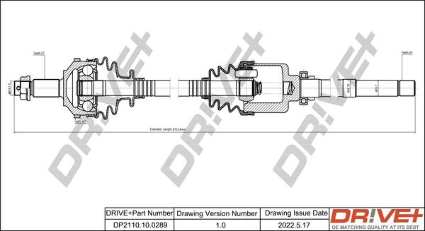 Dr!ve+ DP2110.10.0289 - Приводной вал autospares.lv