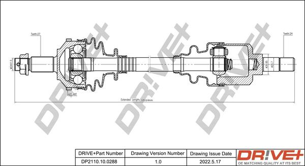 Dr!ve+ DP2110.10.0288 - Приводной вал autospares.lv