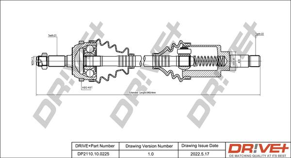 Dr!ve+ DP2110.10.0225 - Приводной вал autospares.lv