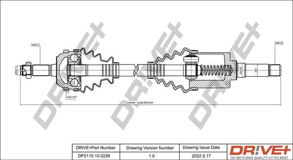 Dr!ve+ DP2110.10.0226 - Приводной вал autospares.lv