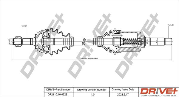 Dr!ve+ DP2110.10.0222 - Приводной вал autospares.lv