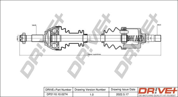 Dr!ve+ DP2110.10.0274 - Приводной вал autospares.lv