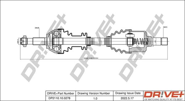 Dr!ve+ DP2110.10.0278 - Приводной вал autospares.lv