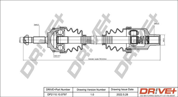 Dr!ve+ DP2110.10.0797 - Приводной вал autospares.lv