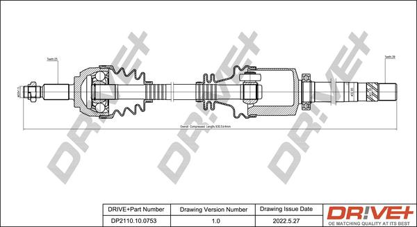 Dr!ve+ DP2110.10.0753 - Приводной вал autospares.lv