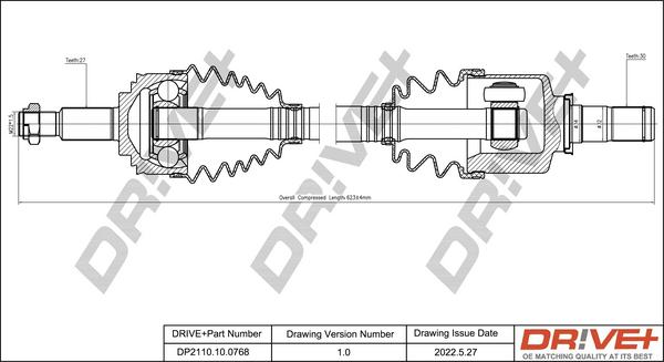 Dr!ve+ DP2110.10.0768 - Приводной вал autospares.lv