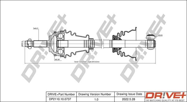 Dr!ve+ DP2110.10.0737 - Приводной вал autospares.lv