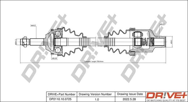 Dr!ve+ DP2110.10.0725 - Приводной вал autospares.lv