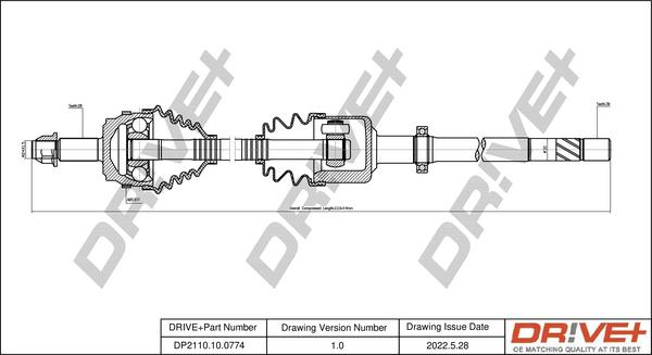 Dr!ve+ DP2110.10.0774 - Приводной вал autospares.lv