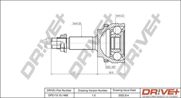 Dr!ve+ DP2110.10.1466 - Шарнирный комплект, ШРУС, приводной вал autospares.lv