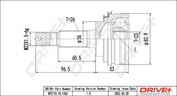 Dr!ve+ DP2110.10.1462 - Шарнирный комплект, ШРУС, приводной вал autospares.lv