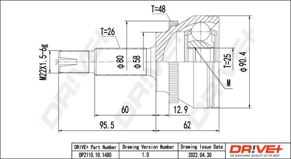 Dr!ve+ DP2110.10.1480 - Шарнирный комплект, ШРУС, приводной вал autospares.lv