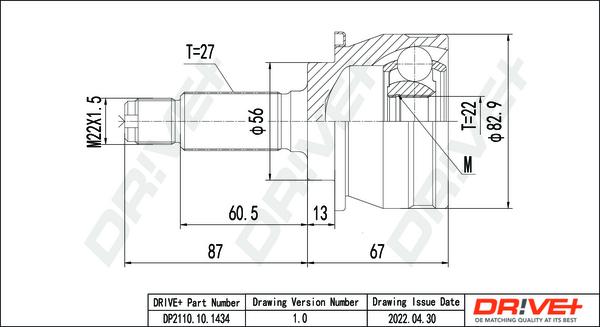 Dr!ve+ DP2110.10.1434 - Шарнирный комплект, ШРУС, приводной вал autospares.lv