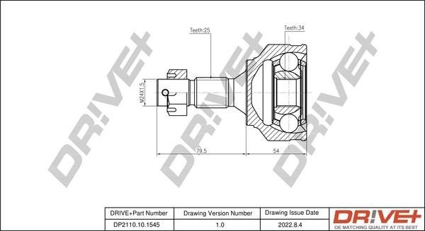 Dr!ve+ DP2110.10.1545 - Шарнирный комплект, ШРУС, приводной вал autospares.lv