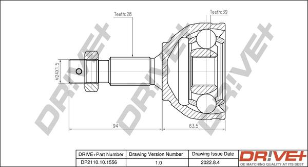 Dr!ve+ DP2110.10.1556 - Шарнирный комплект, ШРУС, приводной вал autospares.lv