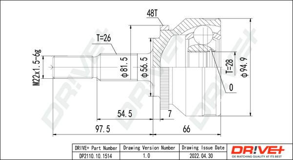 Dr!ve+ DP2110.10.1514 - Шарнирный комплект, ШРУС, приводной вал autospares.lv